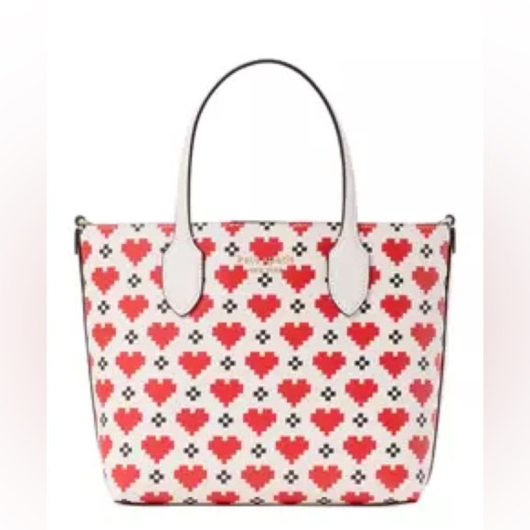 kate spade Bleecker Pixelated Hearts Grosgrain Printed Tote Bag NWT - Picture 9 of 10